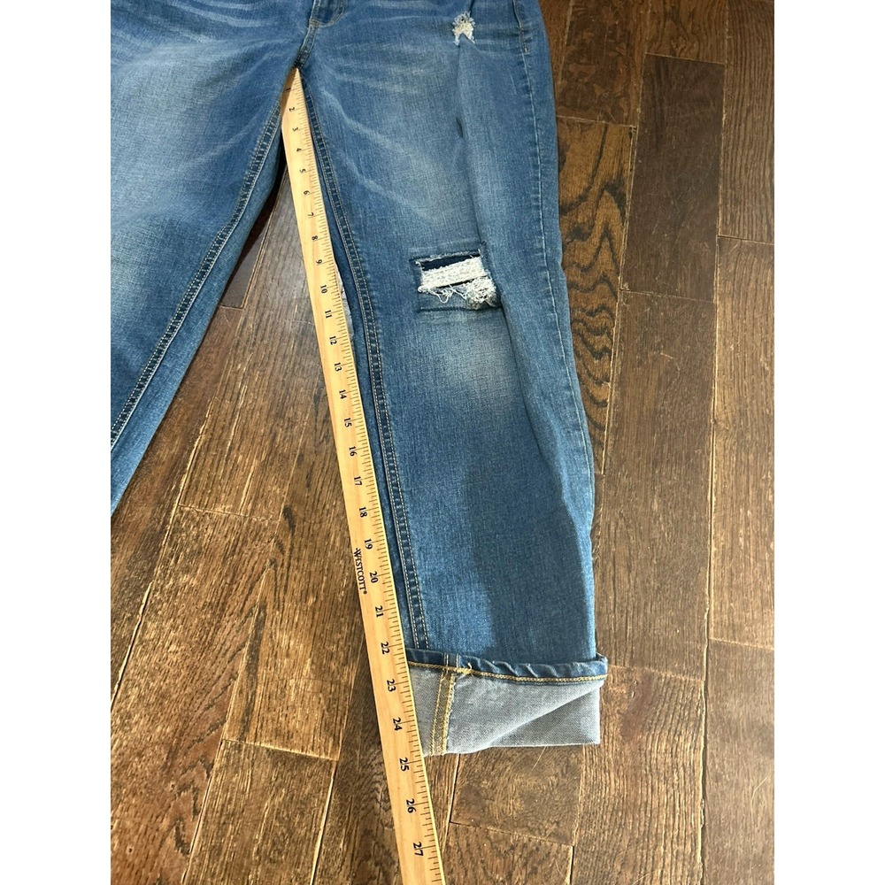 Old Navy Mid Rise Boyfriend Skinny Jeans Med Wash Cuffed Hem Size 8 - Picture 4 of 6
